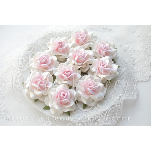 Роза 5см - Белый+светлый розовый