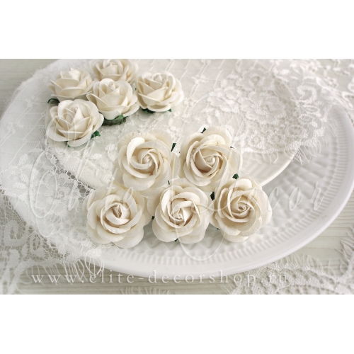 Роза 3,5 см Цвет белый тёплый натуральный