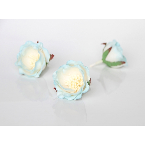 Полиантовая роза - Св. голубой + Белый  4.5-5 см