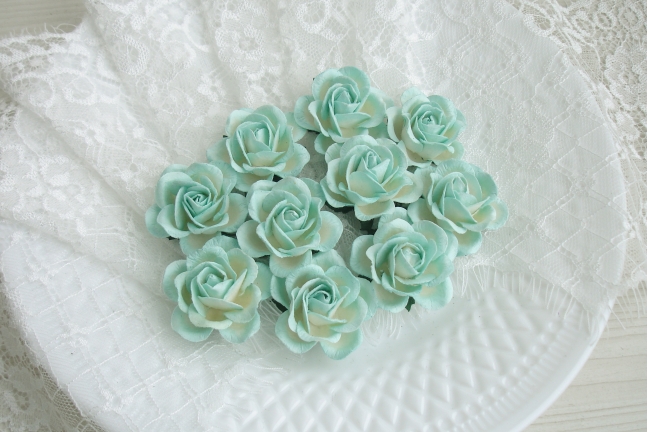 Шпалерная Роза  3,5 см Цвет Белый+мятный